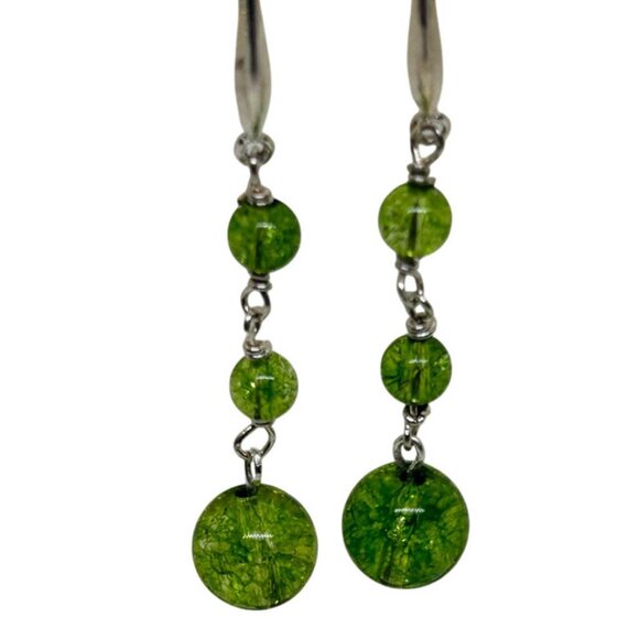 Peridot, And Sterling Silver, Dangle  Earrings - Picture 2 of 3